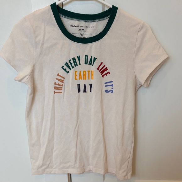 Madewell Tops - Madewell Earth Day Graphic Tee - Cream and Green